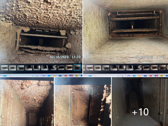 Dirtly, contaminated ventilation ducts